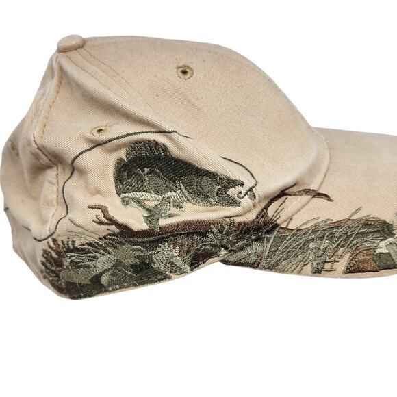 Wild Life Dri Duck Nature Inspired Tan Cap Fish Embroidery Design Cotton Dad Hat - Picture 2 of 10
